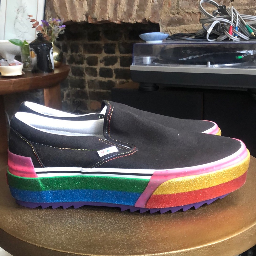 Stacked Glitter Vans Slip-ons - Size 10
